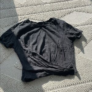 Classic Black Cropped T-Shirt with Twist Front